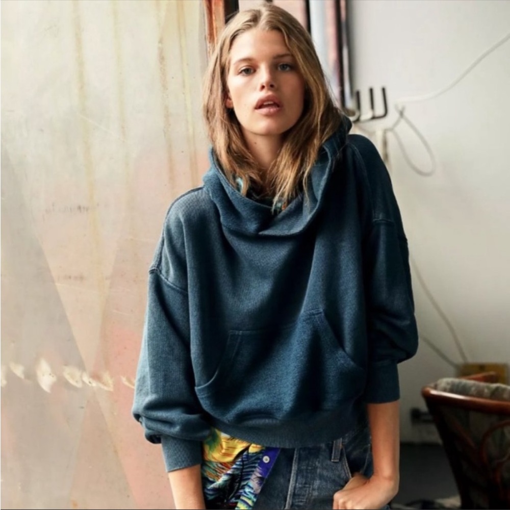 Free People Joey Hoodie, Midnight Blue, XS
